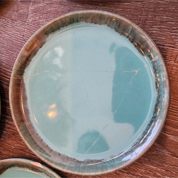 Jaska of California Cascade Ware Blue with Brown Drip Vintage Bread Plate 6 1/8" - Picture 10 of 11